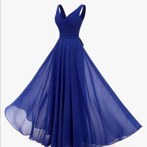 Blue chiffon lace up gown